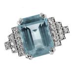 Zlatý prsten s akvamarínem a brilianty Zlatý prsten s akvamarínem a brilianty