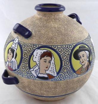 Velká secesní váza s portréty - Imperial Amphora,  Velká secesní váza s portréty - Imperial Amphora,