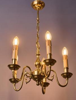 Stylový mosazný lustr pětiramenný Stylový mosazný lustr pětiramenný