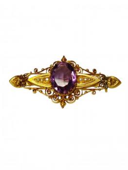 Zlatá brož s ametystem Zlatá brož s ametystem