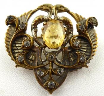 Brož s přírodním citrínem v secesním stylu Brož s přírodním citrínem v secesním stylu