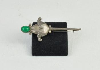 Georg Jensen - stříbrná brož s chrysoprasem Georg Jensen - stříbrná brož s chrysoprasem