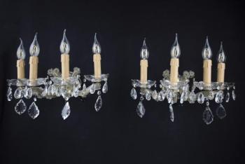 Párové nástěnné lampy s křišťálem Tereziánské  Párové nástěnné lampy s křišťálem Tereziánské