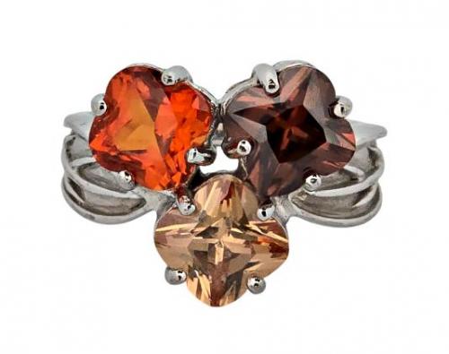 Stříbrný prsten barevný trojlístek Stříbrný prsten barevný trojlístek