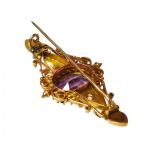 Zlatá brož s ametystem Zlatá brož s ametystem