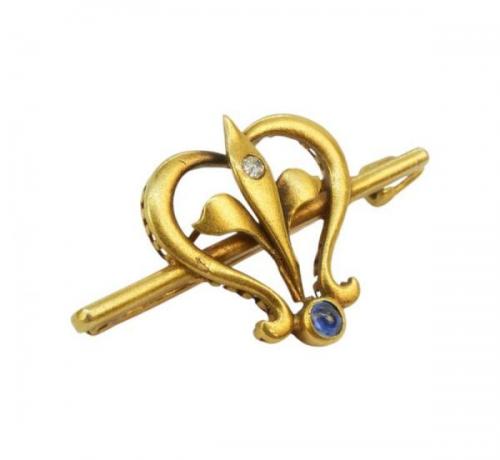 Starožitná zlatá brož s diamantem Starožitná zlatá brož s diamantem