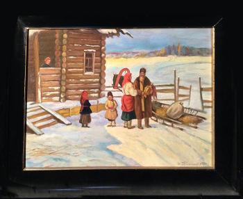 Obraz Ruská ves ,Smirnev 1931 Obraz Ruská ves ,Smirnev 1931