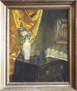 Georg Rassau - Zátiší s vějířem a pohárem Georg Rassau - Zátiší s vějířem a pohárem