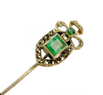 Jehlice do kravaty s markazity a smaragdem-rezervé Jehlice do kravaty s markazity a smaragdem-rezervé