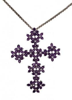 LUXUSNÍ VELIKÝ AMETYSTOVÝ ZDOBENÝ KŘÍŽ S ŘETÍZKEM LUXUSNÍ VELIKÝ AMETYSTOVÝ ZDOBENÝ KŘÍŽ S ŘETÍZKEM