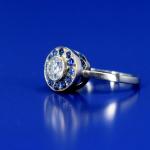 Au 585/1000/ 3,75 g, briliant starého brusu 0,56 ct (I/Si), safír Au 585/1000/ 3,75 g, briliant starého brusu 0,56 ct (I/Si), safír