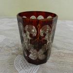 Zlacená sklenice, rubínová lazura - 19. stol. Zlacená sklenice, rubínová lazura - 19. stol.