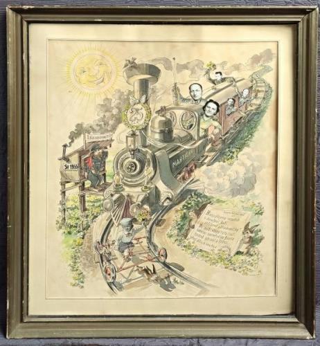 Akvarel + fotografie, sign. Laupy, dat. 1955  Akvarel + fotografie, sign. Laupy, dat. 1955