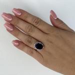 Zlatý prsten s přírodním ametystem a diamanty Zlatý prsten s přírodním ametystem a diamanty