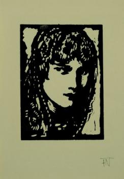 Portrét dívky s dlouhými vlasy Portrét dívky s dlouhými vlasy