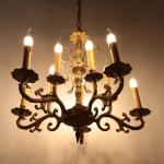 Starožitný mosazný lustr 10 žárovek. Zrestaurovaný Starožitný mosazný lustr 10 žárovek. Zrestaurovaný