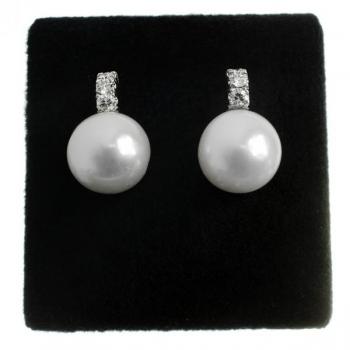 Zlaté náušnice s perlami a brilianty Zlaté náušnice s perlami a brilianty