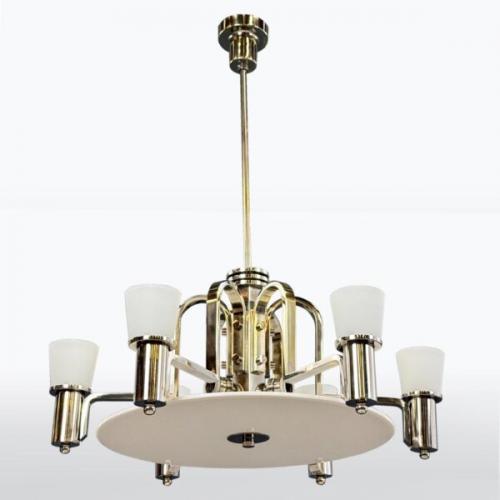 Niklový lustr ve stylu Bauhaus, Funkcionalismus, 1930 Niklový lustr ve stylu Bauhaus, Funkcionalismus, 1930