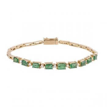 Zlatý náramek s přírodními smaragdy a diamanty Zlatý náramek s přírodními smaragdy a diamanty