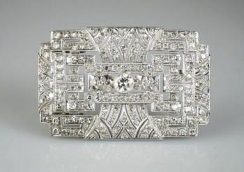 Art deco platinová brož s diamanty Art deco platinová brož s diamanty