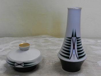 Porcelánová váza a dóza, styl brusel - Royal Dux Porcelánová váza a dóza, styl brusel - Royal Dux