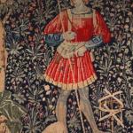 Tapiserie /gobelín v rámu se středověkým motivem