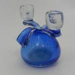 Modrá váza / svícen, hutní sklo