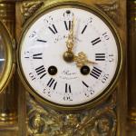 Stoln hodiny, zlacen bronz, emailov cifernk, plov stroj, Itlie 1900