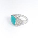 Støíbrný prsten s modrozeleným kamenem