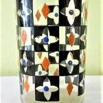 Menší váza/sklenice s emaily ART DECCO ruční malba