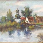 Zdenka Braunerová - Pohled na vesnici u rybníka