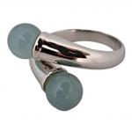 Stříbrný extravagantní prsten s akvamaríny