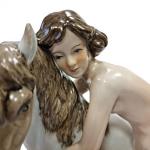 Art Deco porcelánová soška - akt ženy s koněm