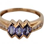 Luxusní prsten s TANZANITY a DIAMANTY-naveta brus