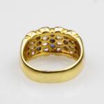 Zlatý prsten s diamanty a safíry