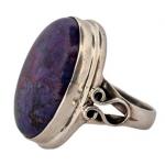 Stříbrný prsten s fialovým tyrkysem