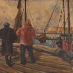 Obraz „Rybáři na lodi” Signovaný