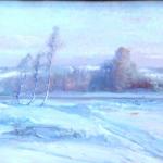 Max Ostrý- Zimní krajina se stromy a vránami