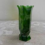 Art deco zelená žíhaná váza - Čechy
