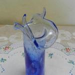 Autorská modrá váza bublinkami - Karel Wunsch