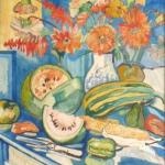 Josef Krejsa - Zátiší s květinami a ovocem