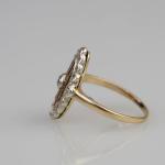Art deco zlat prsten s rubny a diamanty
