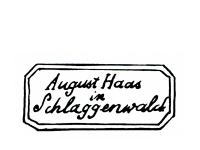 Titn znaka August Haas in Schlaggenwald z let 1847-1867