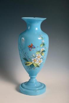 Malovaná váza z tyrkysového skla