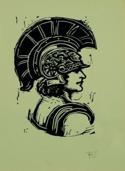 Portrét dívky v římské přilbě