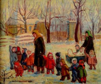 Děti na procházce v zimě