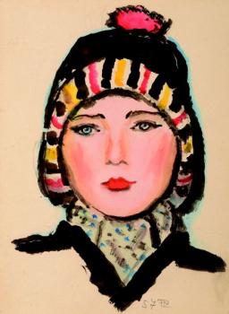 Portrét dívky v zimní čepici