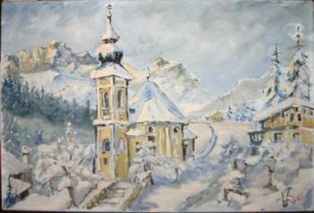 Kostelík v zimní krajinì, dat. 1966