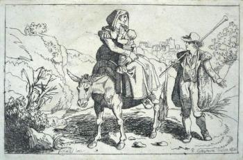 Gaetano Cottafavi - Žena s dítìtem na oslu