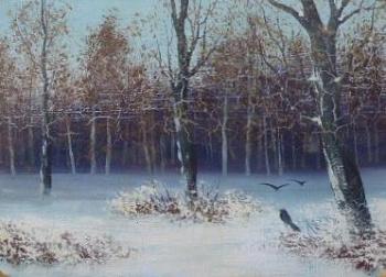 Zima v listnatém lese - Střední Evropa 1880 - 1900